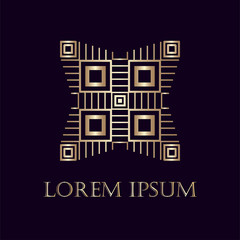 Obraz premium Art deco golden ornamental logo. Template for design. Vector illustration eps10