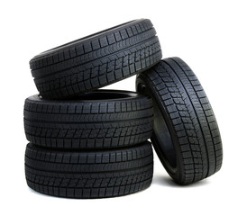Obraz premium Car tires on white