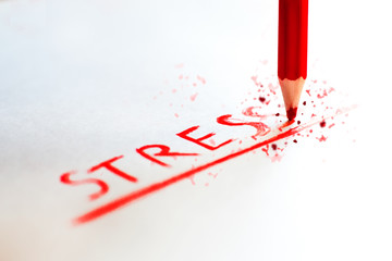 Red pastel pencil to write the word-stress underlined.