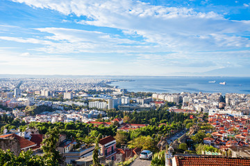Thessaloniki aerial panoramic view - obrazy, fototapety, plakaty