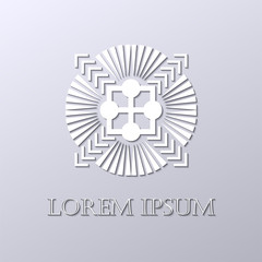Art deco white ornamental logo. Template for design. Vector illustration eps10