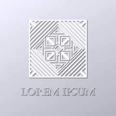 Art deco white ornamental logo. Template for design. Vector illustration eps10