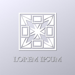 Art deco white ornamental logo. Template for design. Vector illustration eps10