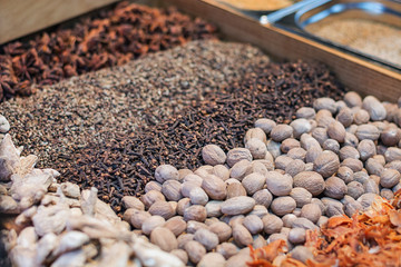 Several delicious spices at the food festival in Utrecht