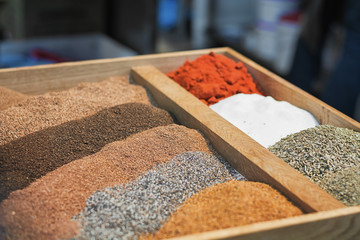 Several delicious spices at the food festival in Utrecht