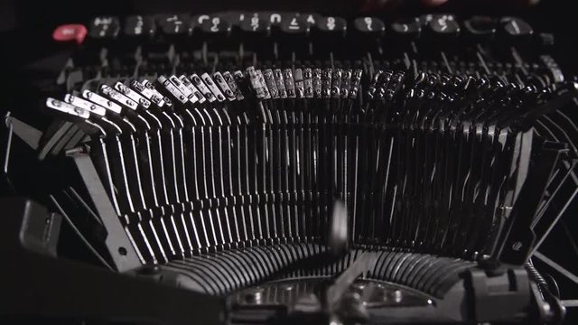 Script writer on a typewriter writes a screenplay for the film