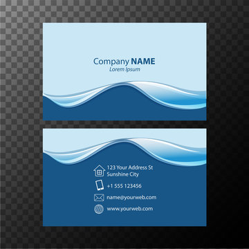 Businesscard template with blue wavy lines