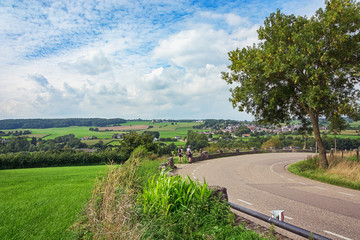 Panorama on the fields and meadows of the southern part of the Netherlands.