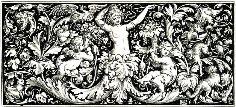 Plant ornament with putti (from Spamers Illustrierte Weltgeschichte, 1894, 5[1], 108)