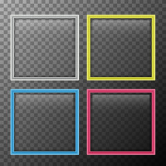 Four square frames in different colors