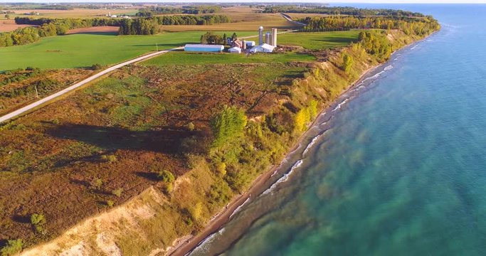 Unspoiled, undeveloped Lake Michigan rural shoreline.
