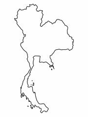Thailand map outline graphic freehand drawing on white background. Vector illustration.