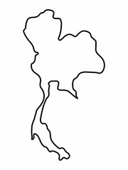 Thailand map outline graphic freehand drawing on white background. Vector illustration.