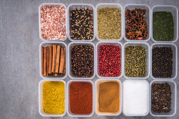All spices in boxes from above