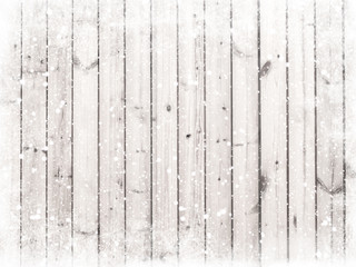 Christmas background - Old white wood texture with snow. vintage and rustic style