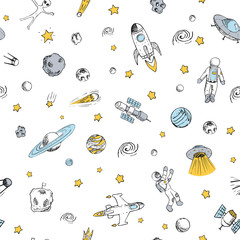 seamless pattern with space objects