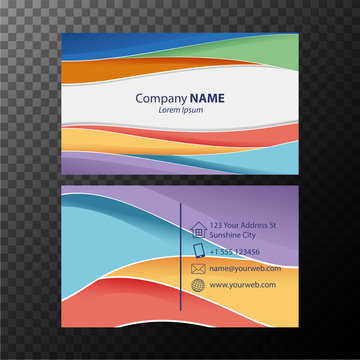 Businesscard template with colorful wavy lines