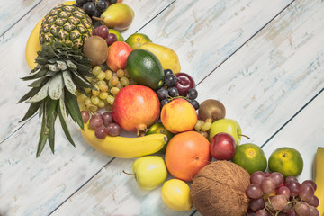 Still life fruits on wooden background