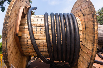 Electricity New Power Cables Installation trenches underground road side.
