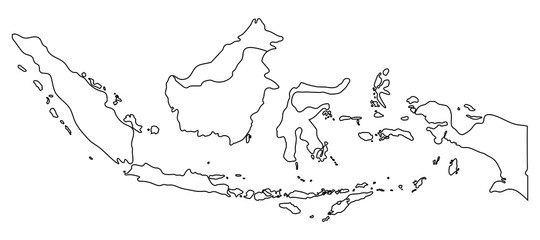 Indonesia map outline graphic freehand drawing on white background. Vector illustration.