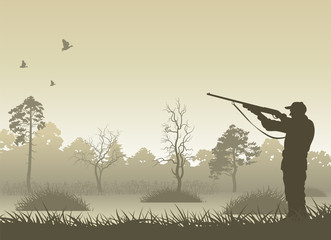 Vector image of a hunter