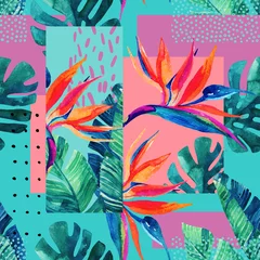 Keuken foto achterwand Tropische bloemen Abstract tropisch zomerontwerp in minimalistische stijl.