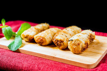 Homemade Spring rolls on a plate