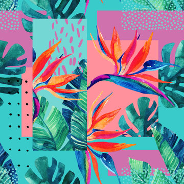 Abstract tropical summer design in minimal style.