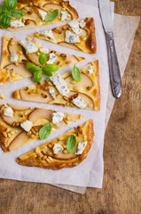 Traditional pizza with pear