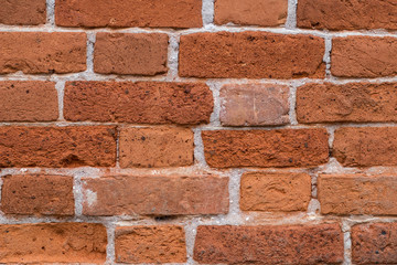 Old red brick wall texture for background.Clay bricks for building construction.