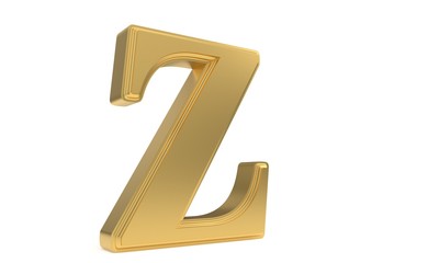 Z gold romantic alphabet, 3d rendering