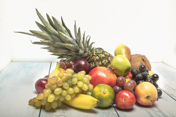 Still life fruits on wooden background