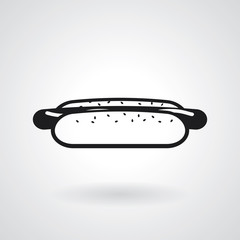 Hot dog icon isolated on grey background. Vector illustration