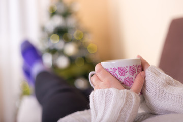 Hot chocolate with christmas tree.