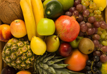 Luscious, gorgeously arranged fruit tray on the table