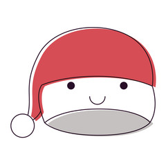 kawaii christmas hat santa claus happiness expression watercolor silhouette on white background