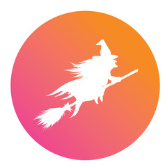 Gradient silhouette Halloween holiday witch flat icon