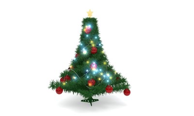 Christmas Tree on white, 3d rendering
