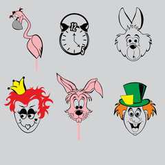 wonderland cartoon characters masks