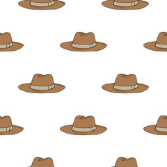 Hats pattern on white hand drawn. Objects isolated on white