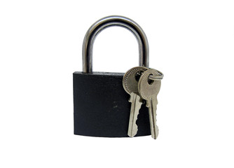 Padlock and Keys Isolated on White Background with Clipping Path