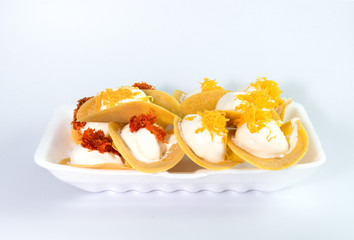 Thai Crispy Pancake or Khanom Buang on white backgroung