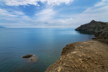New Light trail at the foot of the mountain / daytime Crimea landscapes