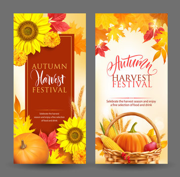 Banners for Autumn Harvest Festival. Vector set. 