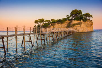 Bridge to a small island on Zakynthos in Greece