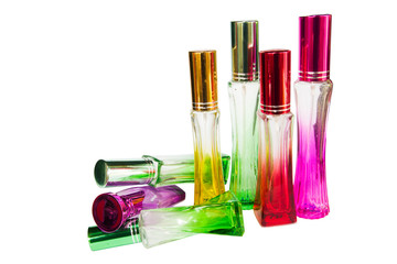 perfume bottle .Colorful .White background