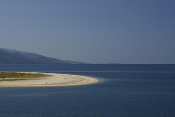 Keramoti beach with Ipsarion mountain in background