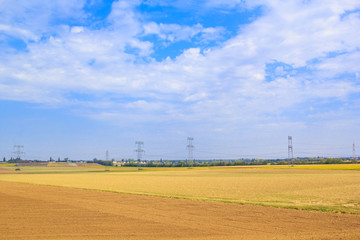 Beautiful view of the cultivated agricultural fields in Austria