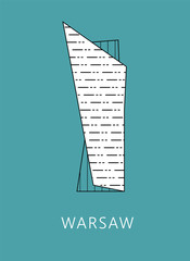 Simple minimalistic illustration of famous skyscraper in Warsaw - 175747828