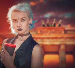 girl is drinking coffee © Aliaksei